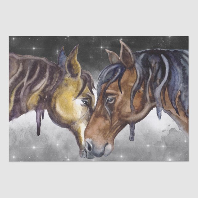 Horse Watercolor Night Sky Tissue Paper (Front)