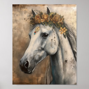 Horse wearing a floral crown  poster