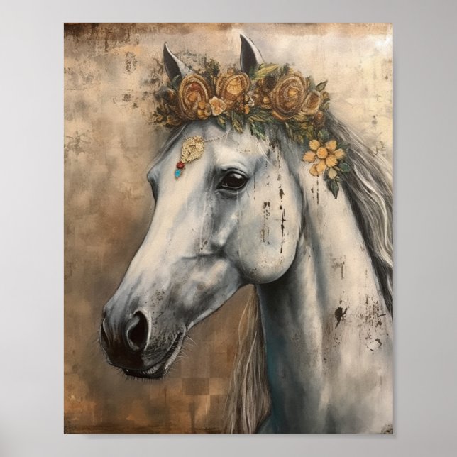 Horse wearing a floral crown  poster (Front)