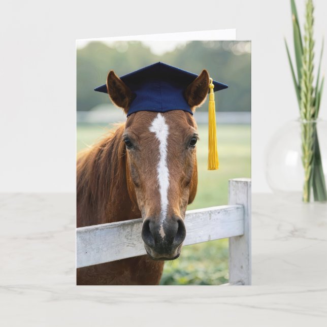 Horse Wearing a Graduate Cap Card (Front)