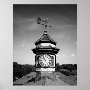 Horse Weather Vane and Clock Tower Poster