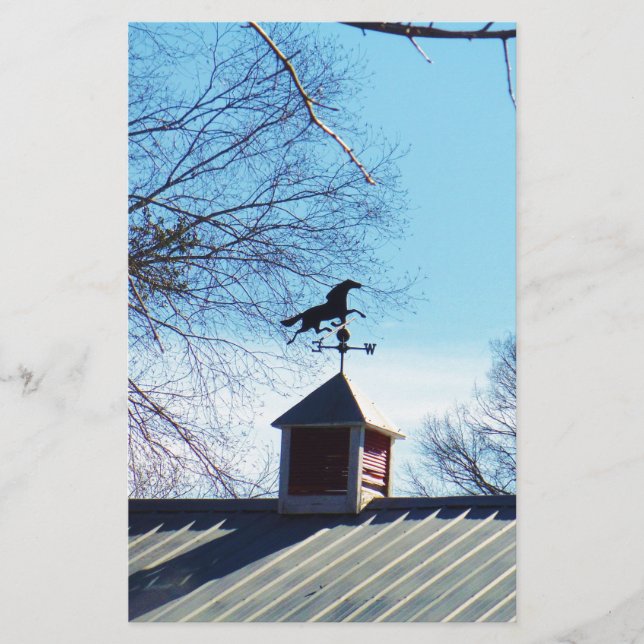Horse Weather Vane Blue Sky Stationery (Front)