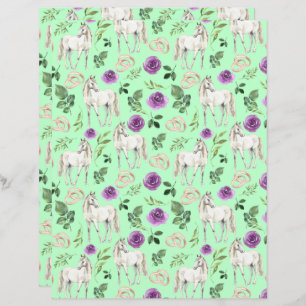 Horse Wedding Scrapbook Paper in Green