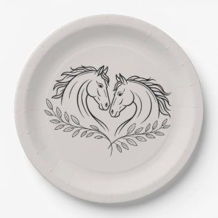 Horse Western Country Elegant Rustic Wedding Paper Plate