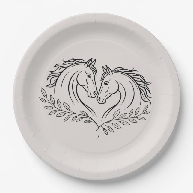 Horse Western Country Elegant Rustic Wedding Paper Plate (Front)