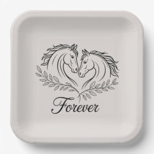 Horse Western Country Elegant Rustic Wedding Paper Plate