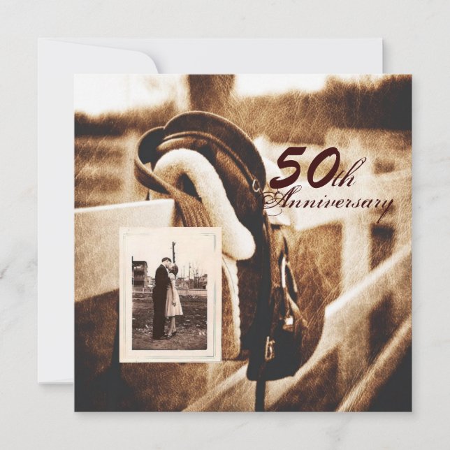 horse western cowboy 50th wedding anniversary invitation (Front)