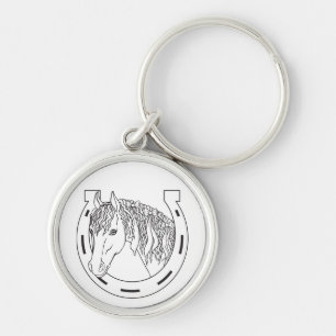 Horse Western Horseback Riding Lucky Horseshoe Key Ring