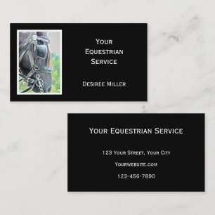 Horse Western Rustic Black White Equestrian Busine Business Card