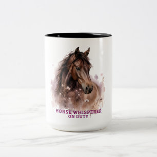 Horse Whisperer on Duty – Horse Lover & Equestrian Two-Tone Coffee Mug