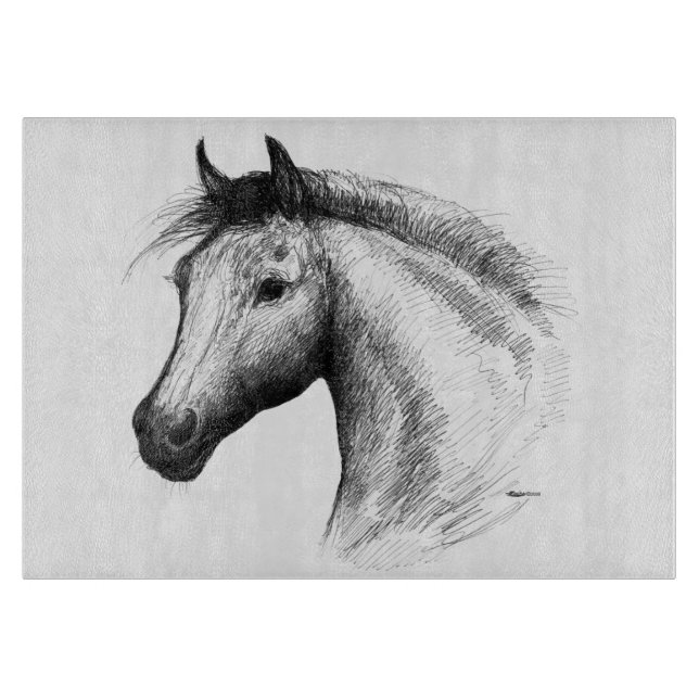 Horse:  White Cutting Board (Front)