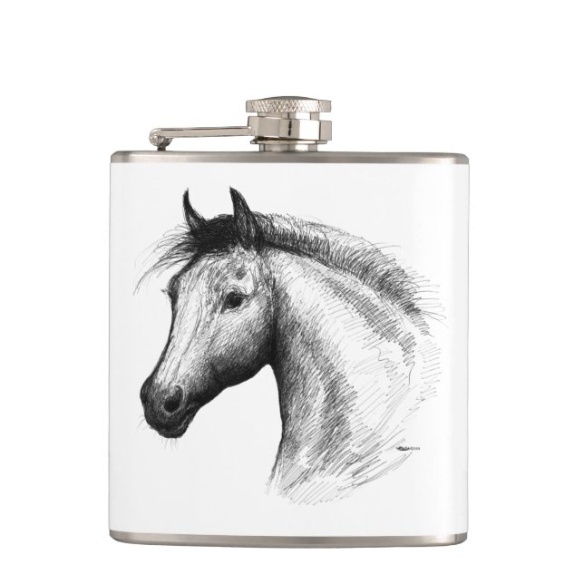 Horse:  White Hip Flask (Front)