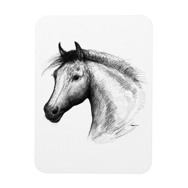 Horse:  White Magnet (Vertical)
