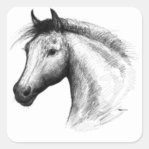 Horse: White Square Sticker