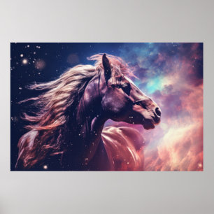 Horse Wild Animal Majestic Wilderness Surrealist Poster