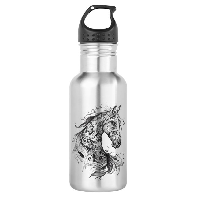 Horse Wild Animal Nature Illustration Art Tattoo 532 Ml Water Bottle (Front)