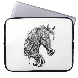Horse Wild Animal Nature Illustration Art Tattoo Laptop Sleeve