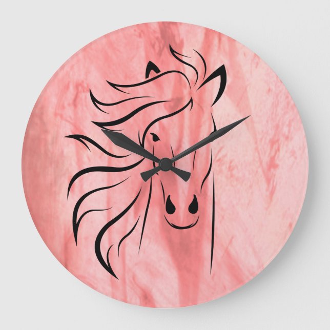 Horse Wild Mane Strawberry Roan Large Clock (Front)