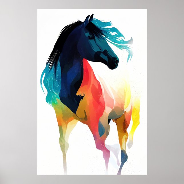 Horse Wild Nature Animal Colors Art Painting Poster (Front)