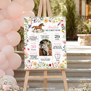 Horse Wildflower First Year Photo Milestone Poster