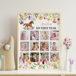 Horse Wildflower First Year Photo Milestone Sign