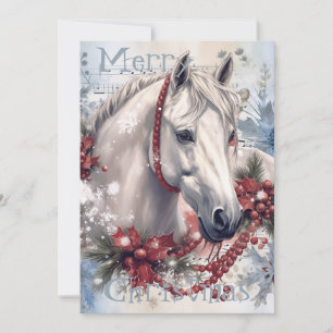 Horse Winter Christmas Watercolor Holiday Card