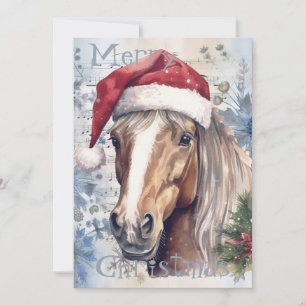 Horse Winter Christmas Watercolor Holiday Card