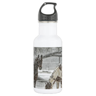 horse winter snow farm ranch animals snowy frozen 532 ml water bottle