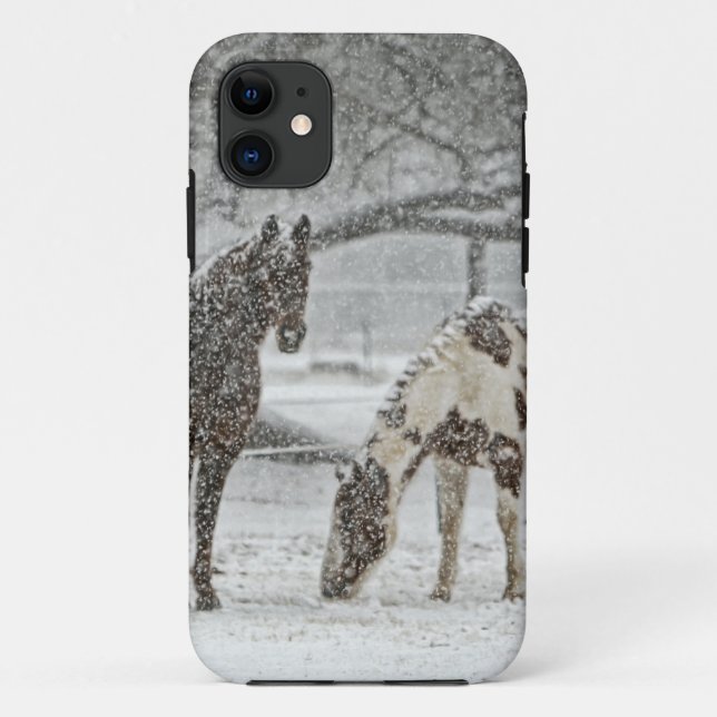 horse winter snow farm ranch animals snowy frozen Case-Mate iPhone case (Back)