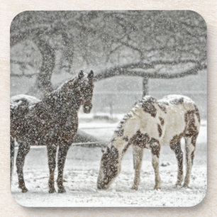 horse winter snow farm ranch animals snowy frozen coaster