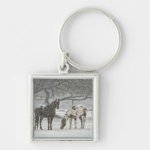 horse winter snow farm ranch animals snowy frozen key ring