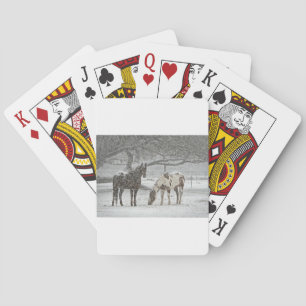 horse winter snow farm ranch animals snowy frozen playing cards