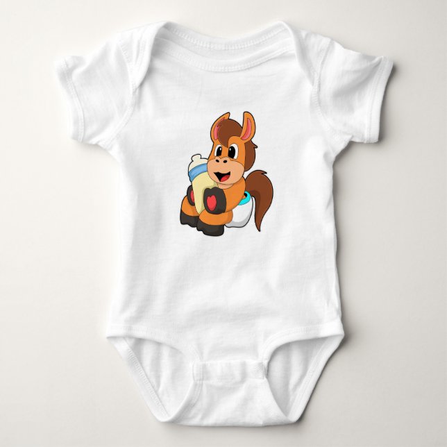 Horse with Baby bottle Bodysuit (Front)