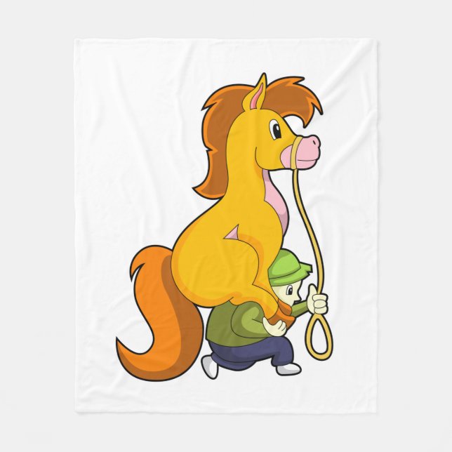 Horse with Boy.PNG Fleece Blanket (Front)