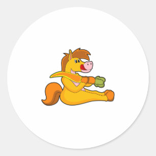Horse with Carrot Classic Round Sticker