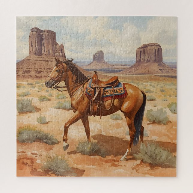 Horse with Desert Mesas Jigsaw Puzzle (Vertical)