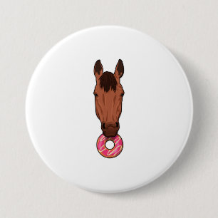 Horse with Doughnut 7.5 Cm Round Badge