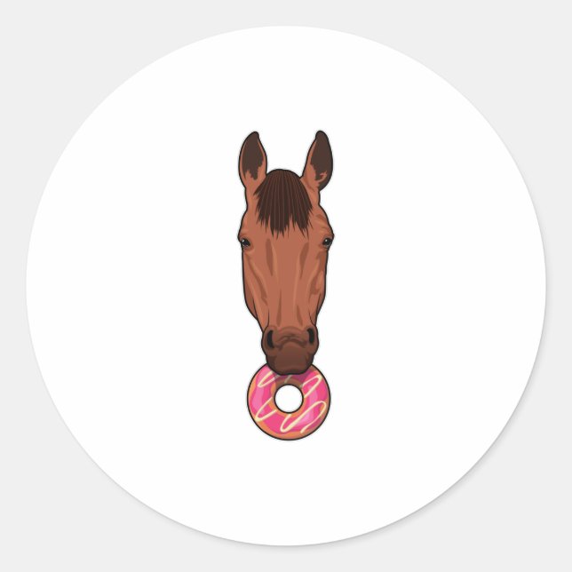Horse with Doughnut Classic Round Sticker (Front)