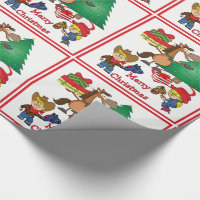 Horse With Gifts And Stick Horse Kids Gift Wrap
