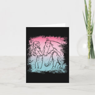 Horse With Girl For Horseback Riding Horse Card