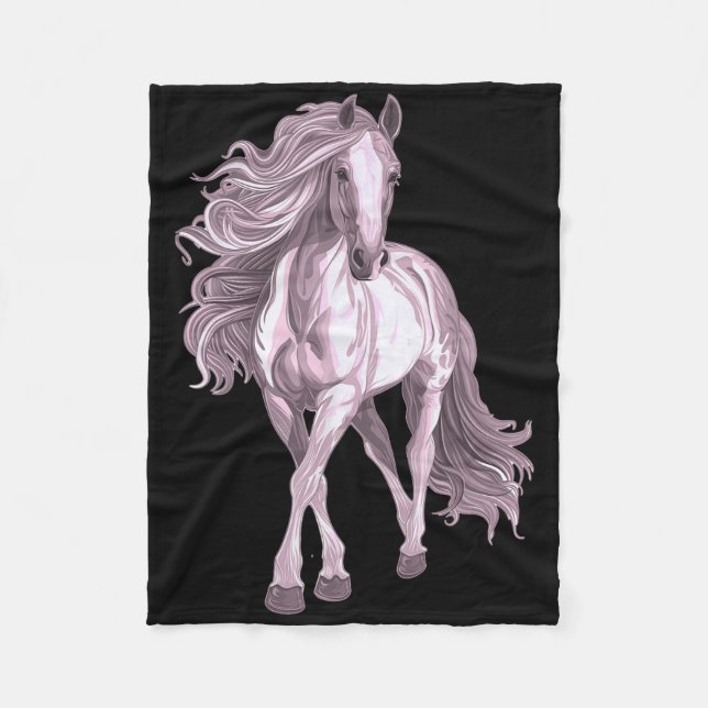 Horse With Long Mane Riding Horse Lover  Fleece Blanket (Front)