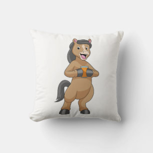 Horse with Mug of Orange juice Cushion