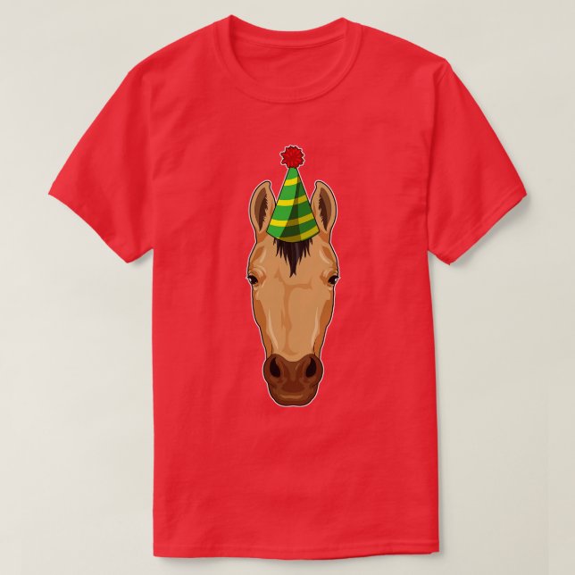 Horse With Party Hat  T-Shirt (Design Front)