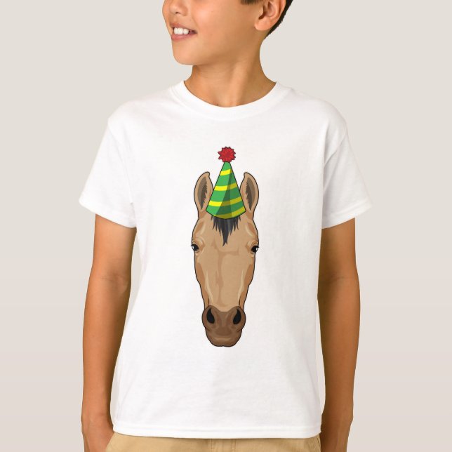 Horse with Party hat T-Shirt (Front)