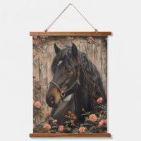 Horse with Pink Flowers Decoupage