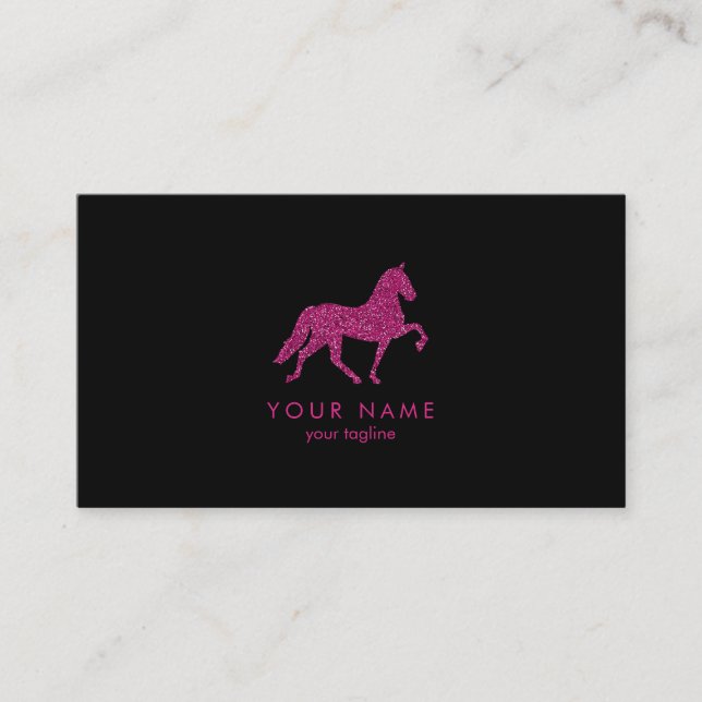 Horse with Pink Glitter | Horse Trainer Business Card (Front)