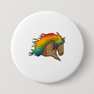 Horse with Rainbow Hairs 7.5 Cm Round Badge