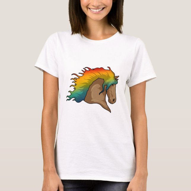 Horse with Rainbow Hairs T-Shirt (Front)