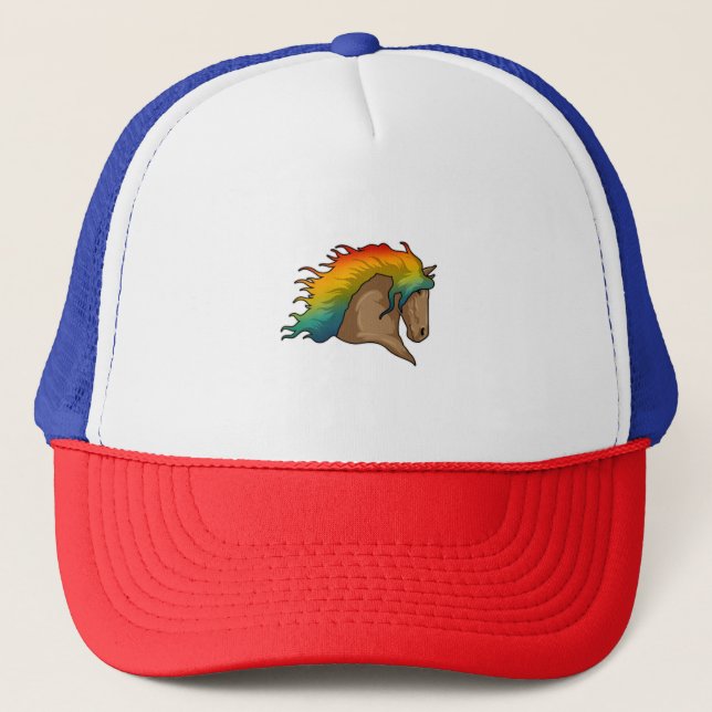 Horse with Rainbow Hairs Trucker Hat (Front)