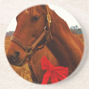 Horse with Red Bow Coaster